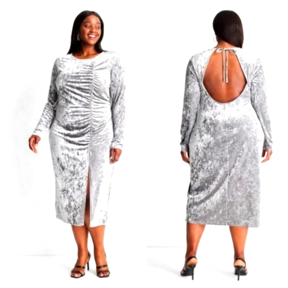 🌞2 for $30 NWT Future Collective Gray Velvet Bodycon Backless Midi Dress